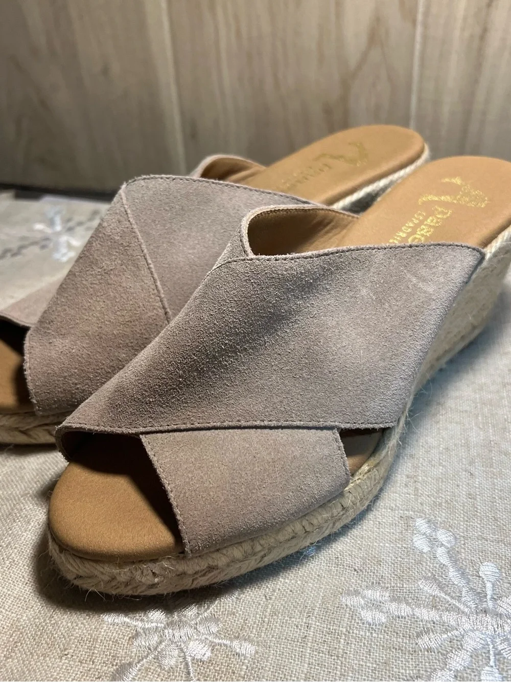 Paseart Sz 6 Womens Made in Spain Crossband Wedge Espadrilles Sandals New